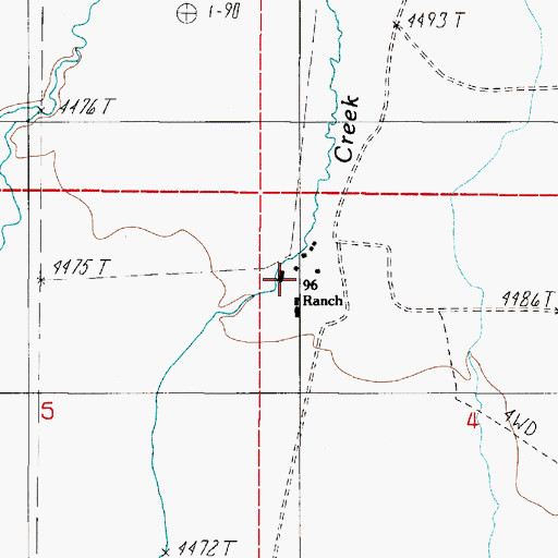 Topographic Map of Ninetysix Ranch, NV