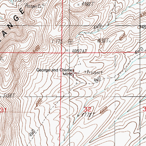 Topographic Map of George and Charlie Mine, NV