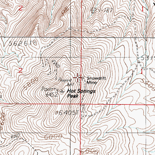 Topographic Map of Snowdrift Mine, NV