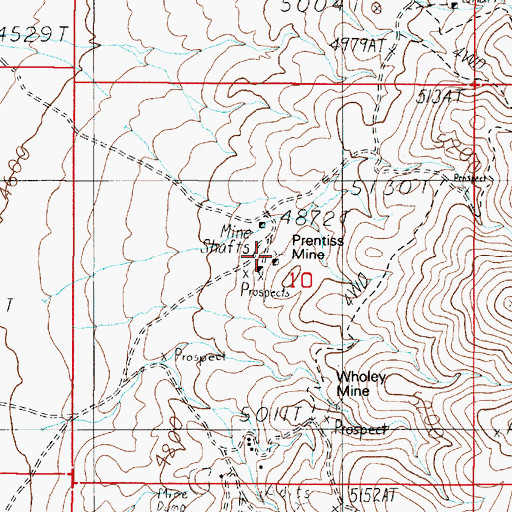 Topographic Map of Prentiss Mine, NV