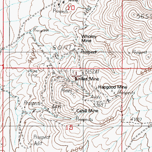 Topographic Map of Turillas Mine, NV