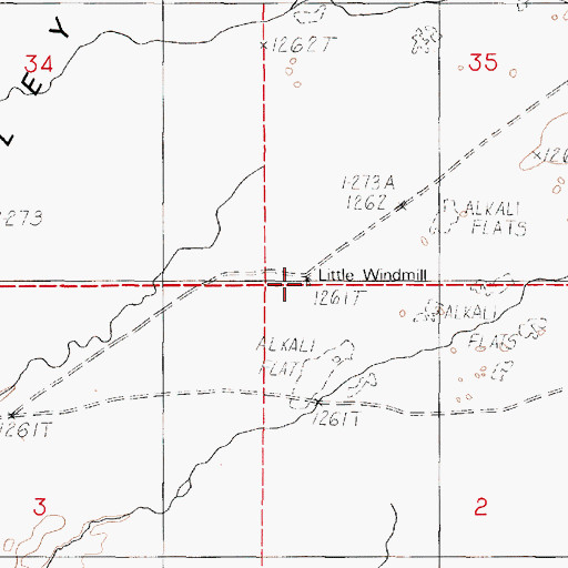 Topographic Map of Little Windmill, NV