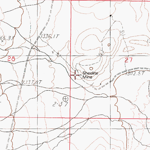 Topographic Map of Sheelite Mine, NV