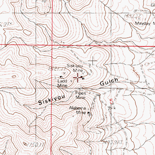 Topographic Map of Siskiyou Mine, NV
