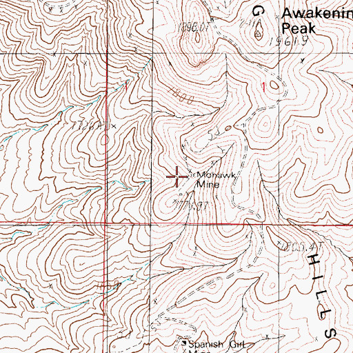 Topographic Map of Mohawk Mine, NV
