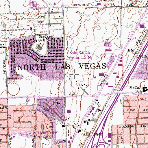 Topographic Map of Kyle Ranch Historic Site, NV