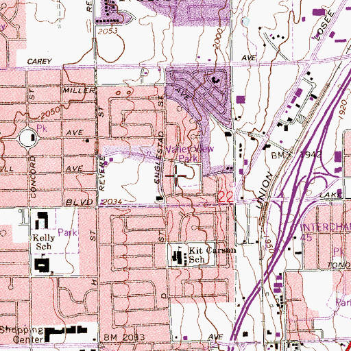 Topographic Map of Valley View Park, NV