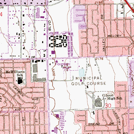 Topographic Map of Fountain Park, NV