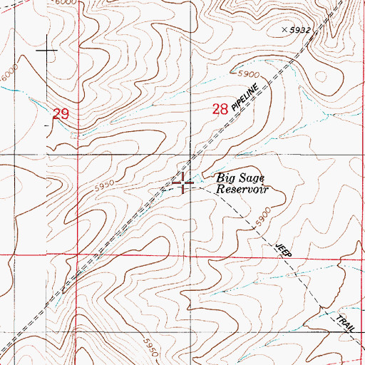Topographic Map of Big Sage Reservoir, NV
