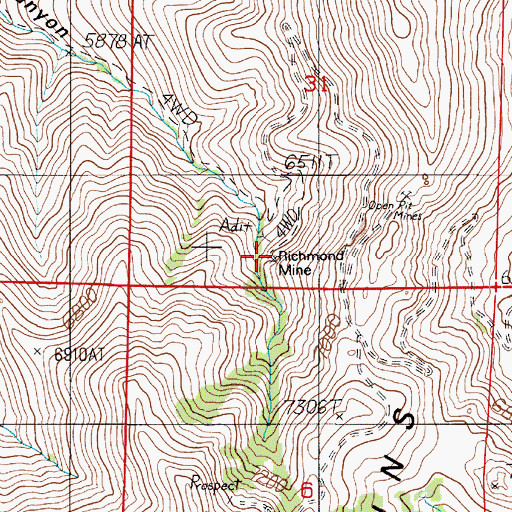 Topographic Map of Richmond Mine, NV