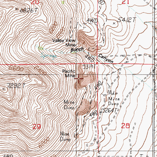 Topographic Map of Pacific Mine, NV