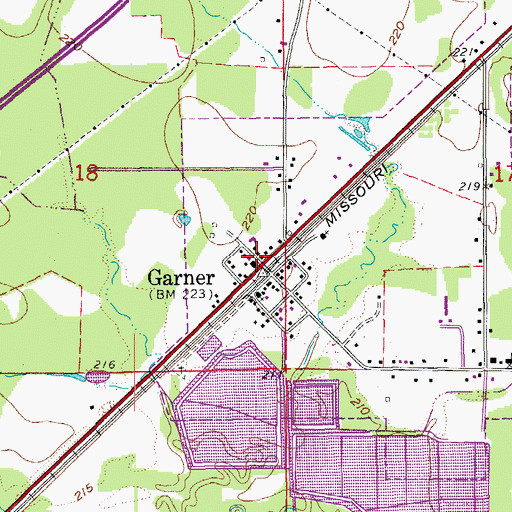 Topographic Map of Garner Post Office, AR