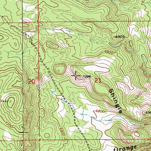Topographic Map of Shingle Buttes, NV