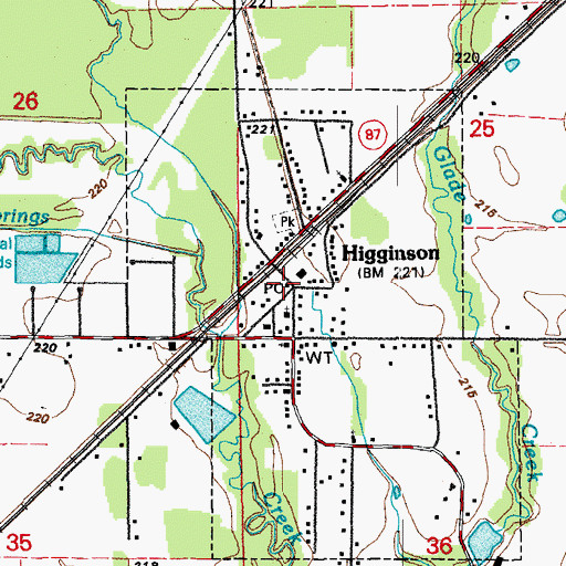 Topographic Map of Higginson Post Office, AR