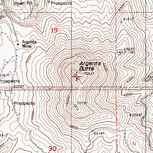 Topographic Map of Argenta Butte, NV