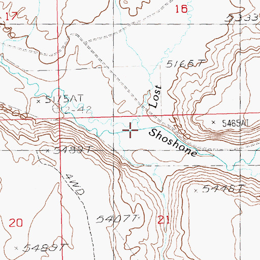Topographic Map of Lost Canyon, NV