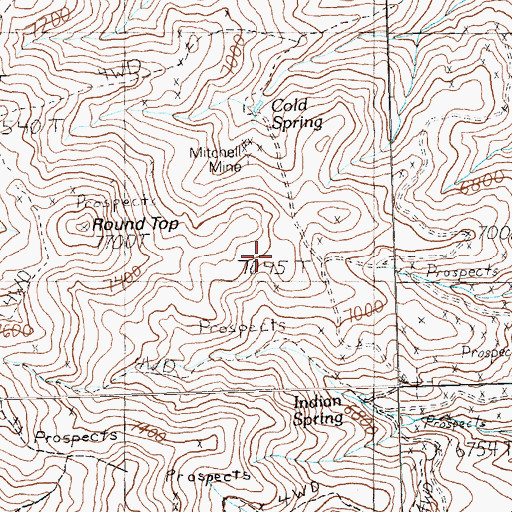 Topographic Map of New York Mining District, NV