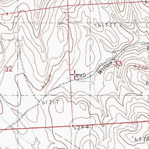Topographic Map of Willow Spring, NV