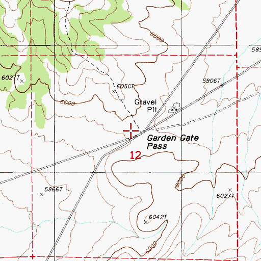 Topographic Map of Garden Gate Pass, NV