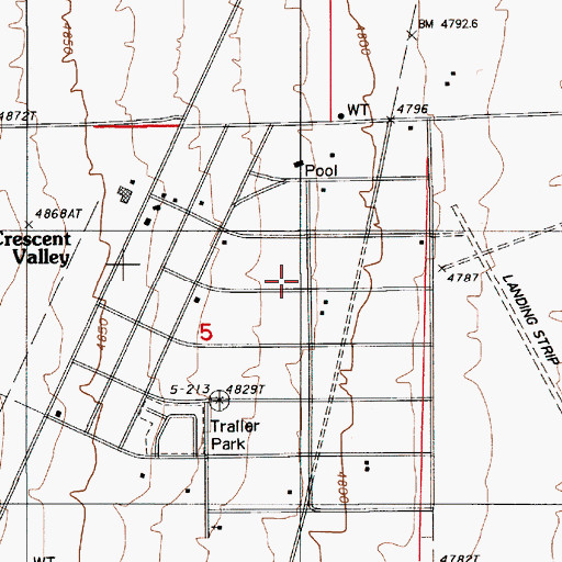 Topographic Map of Crescent Valley, NV