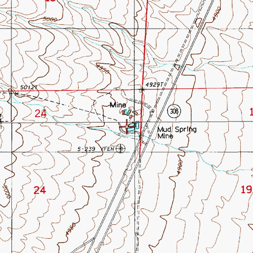 Topographic Map of Mud Spring Mine, NV