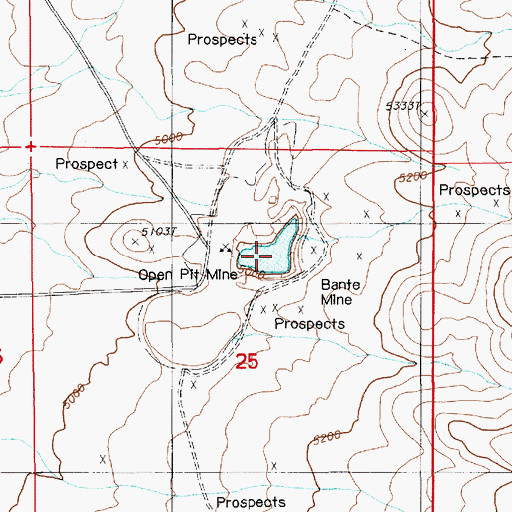 Topographic Map of Bante Mine, NV