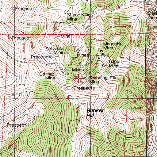 Topographic Map of Standing Elk Mine, NV