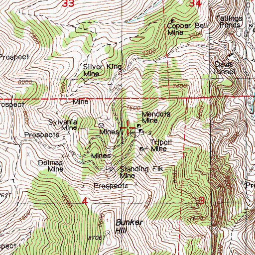 Topographic Map of Mendota Mine, NV