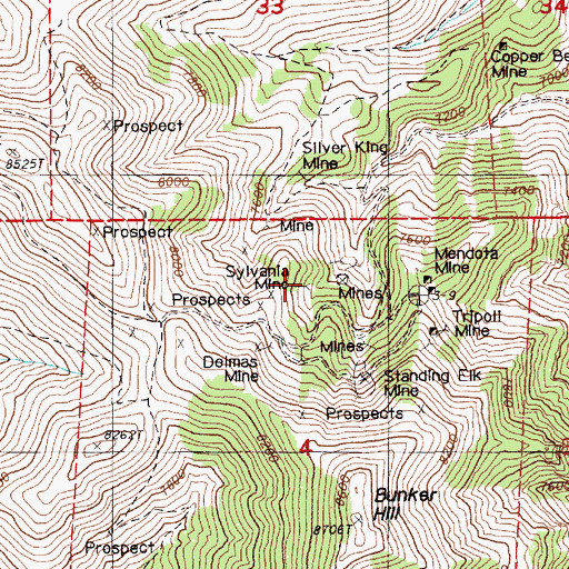 Topographic Map of Sylvania Mine, NV