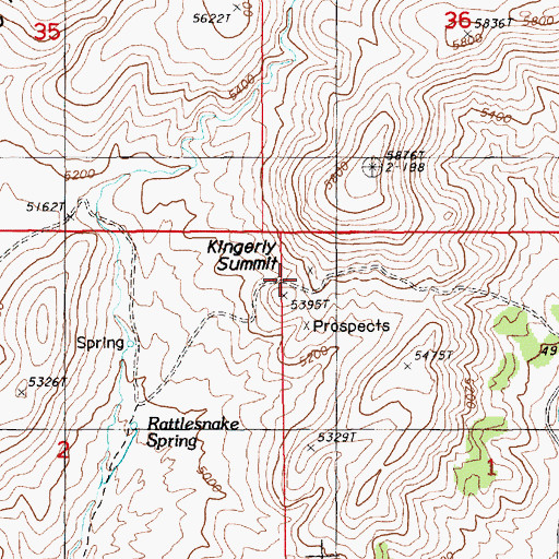 Topographic Map of Kingerly Summit, NV