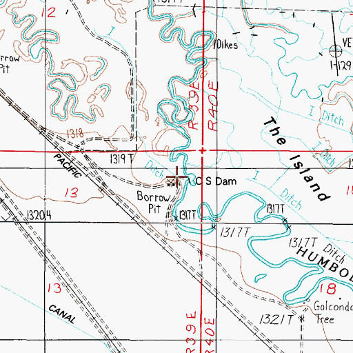 Topographic Map of C S Dam, NV