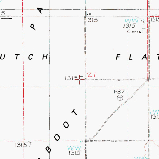 Topographic Map of Dutch Flat, NV