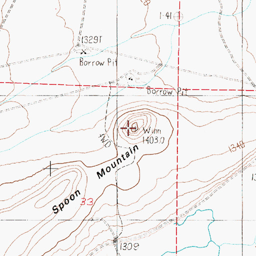 Topographic Map of Spoon Mountain, NV