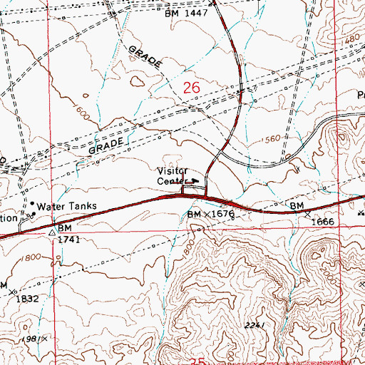 Topographic Map of Alan Bible Visitor Center, NV
