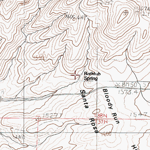 Topographic Map of Bathtub Spring, NV