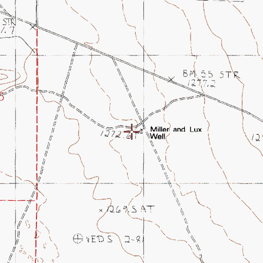 Topographic Map of Miller and Lux Well, NV