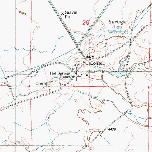 Topographic Map of Hot Springs Ranch, NV