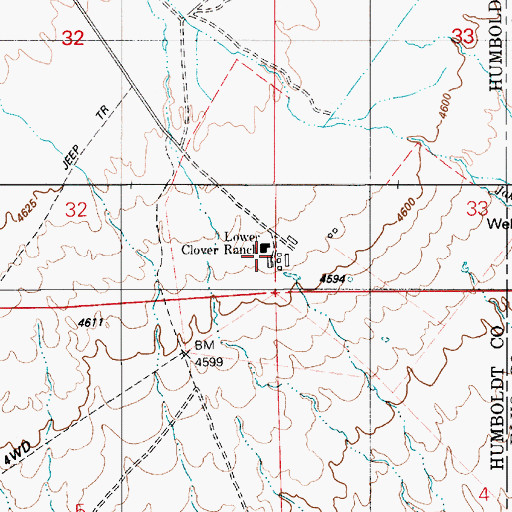 Topographic Map of Lower Clover Ranch, NV