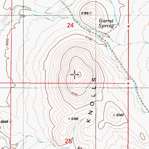 Topographic Map of The Knolls, NV