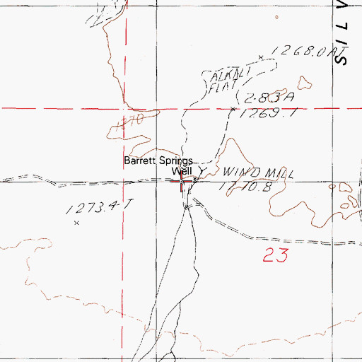 Topographic Map of Barrett Springs Well, NV