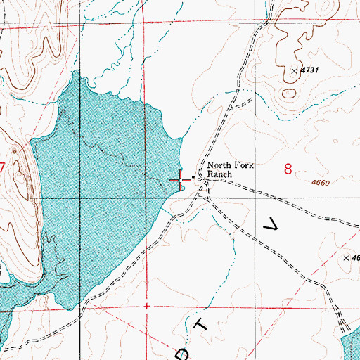 Topographic Map of North Fork Ranch, NV