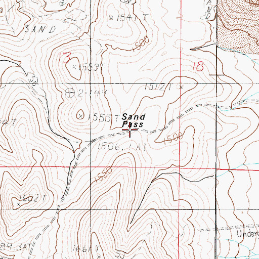 Topographic Map of Sand Pass, NV
