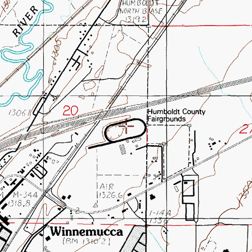 Topographic Map of Humboldt County Fairgrounds, NV
