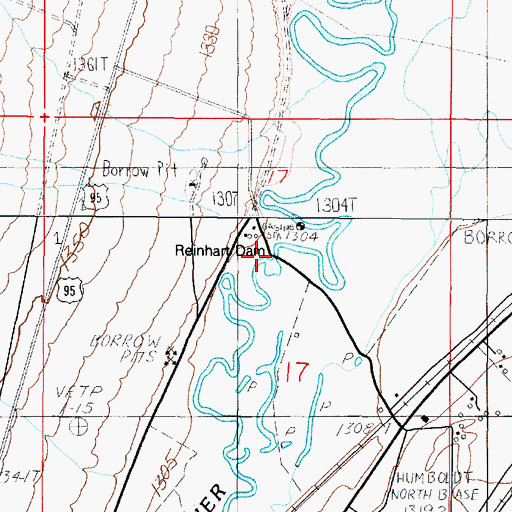 Topographic Map of Reinhart Dam, NV
