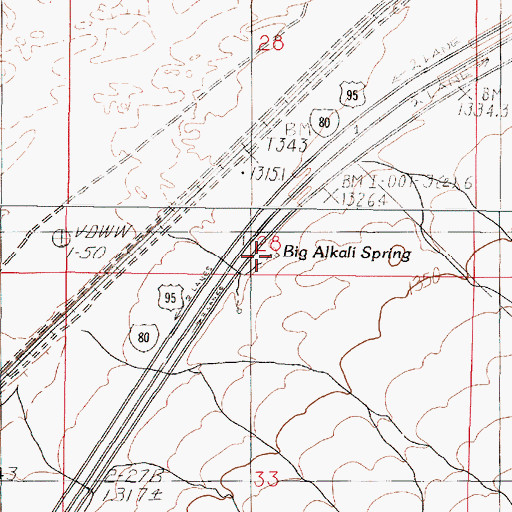 Topographic Map of Big Alkali Spring, NV