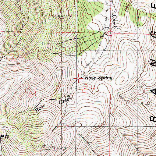 Topographic Map of Rose Spring, NV