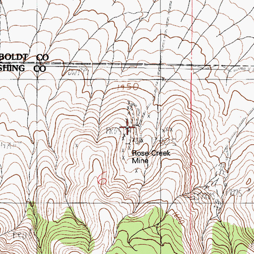 Topographic Map of Rose Creek Mine, NV