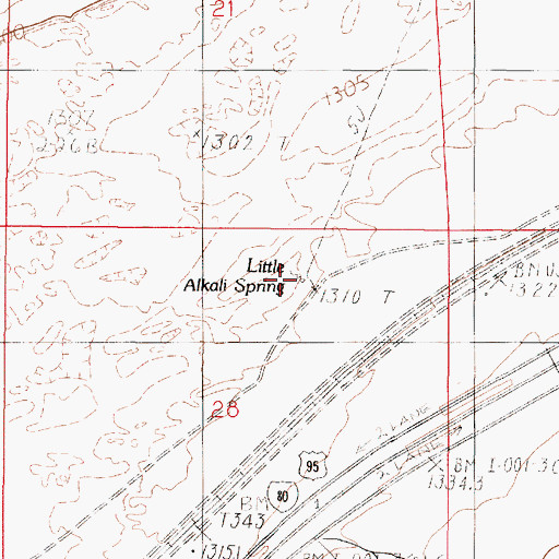 Topographic Map of Little Alkali Spring, NV