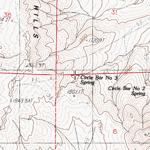 Topographic Map of Circle Bar Number 3 Spring, NV
