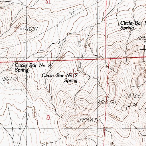 Topographic Map of Circle Bar Number 2 Spring, NV